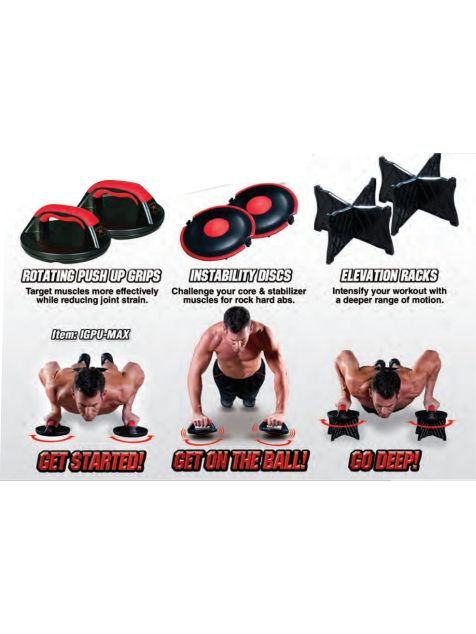 IRON GYM PUSH UP MAX rotatable push up device with bases