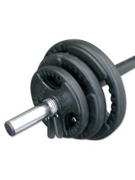 AEROBIC SET OF RUBBER WEIGHTS WITH HANDLE AND BAR - 18.5KG OR 38.5KG PROFESSIONAL